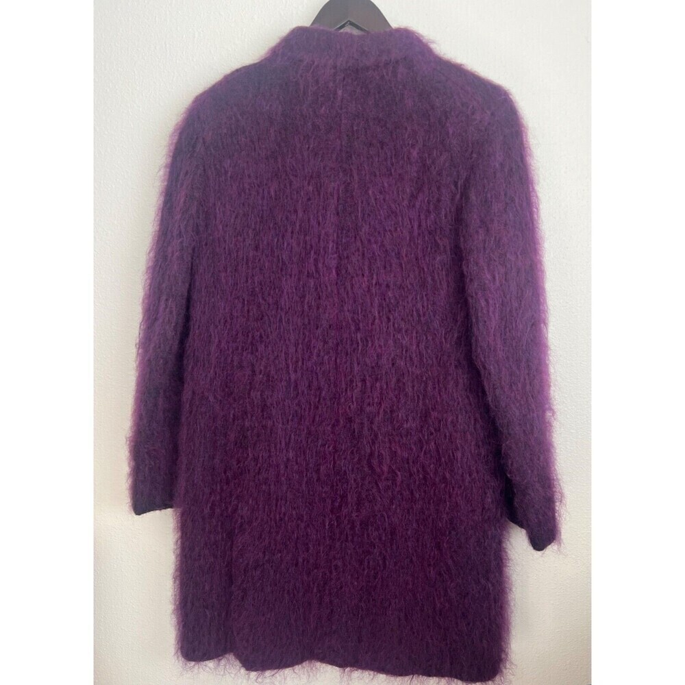 Jil Sander Purple Mohair Wool Blend Long Coat Button Front Size DE 38/ US 8 - Picture 3 of 10